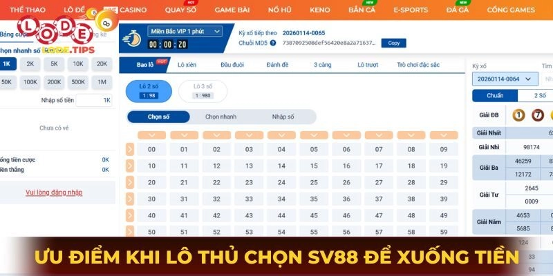 Ưu điểm khi lô thủ chọn SV88 để xuống tiền